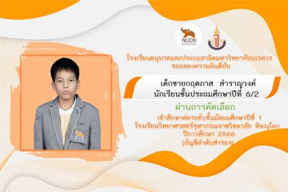 🎉ขอแสดงความยินดีกับเด็กชายกฤตภาส สำราญวงค์ ชั้น ป.6/2 ผ่านการคัดเลือกเข้าศึกษาต่อระดับชั้นมัธยมศึกษาปีที่ 1 (บัญชีตัวสำรอง)