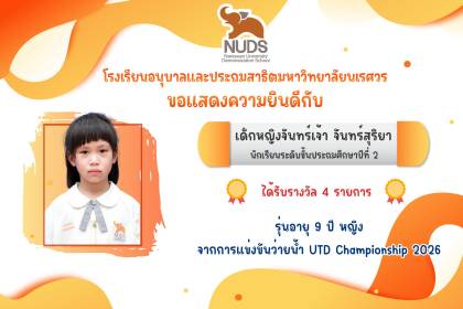 🎉 ขอแสดงความยินดีกับเด็กหญิงจันทร์เจ้า จันทร์สุริยา นักเรียนชั้น ป.4 ได้รางวัลจากการแข่งขันว่ายน้ำ จังหวัดอุตรดิตถ์
